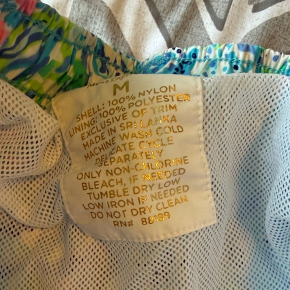 Lilly Pulitzer Men's Swim Trunks - Pink and Blue Tropical Print - Picture 3 of 3